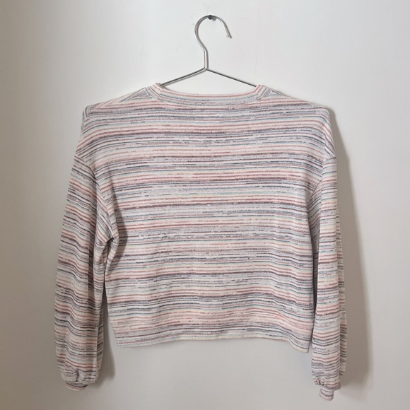 EUC Madewell Bubble-Sleeve Crop Top in Rainbow Stripe, Size Small - Picture 10 of 12